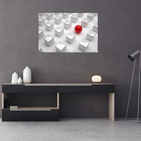 Tablou cu abstracție - cub cu bilă (90x60 cm)