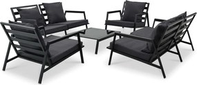 vidaXL Set mobilier de grădină cu perne, 5 piese, gri închis, aluminiu