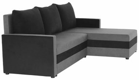 Coltar extensibil modern, cu spatiu depozitare, universal, stanga-dreapta, stofa gri negru, 219x139 cm, Bortis Impex