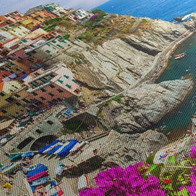Tablou - Satul italian Manarola (cu ceas) (90x30 cm)