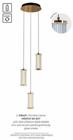 Lustra cu 3 pendule LED CCT si telecomanda Cally