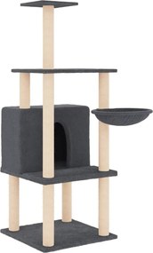 vidaXL Ansamblu de pisici, stâlpi din funie sisal, gri închis, 132 cm