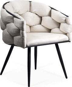 Scaune living modern din catifea cu picioare metalice negre BUC 256 crem