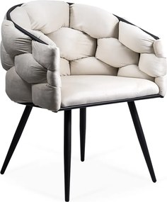 Scaune modern din catifea cu picioare metalice negre BUC 256 crem