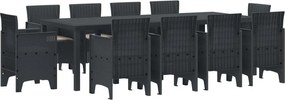 vidaXL Set de masă pentru grădină 11 pcs Antracit Polipropilenă
