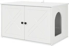 vidaXL Casa pentru pisici Alb Lucios 85 x 55 x 50 cm Lemn compozit