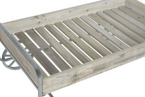 Măsuță de cafea dreptunghiulară din lemn masiv și metal, natur și gri, pe roți, finisaj patinat, 46 x 110 x 67 cm, „Ravelo” – Ethnic Collections