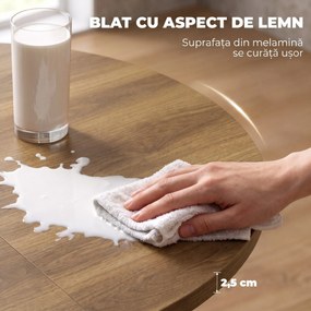 HOMCOM Masă de Sufragerie Extensibilă cu Picior în Formă de X, 100-135cm, Maro | Aosom Romania