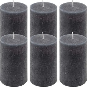 Set de lumânări rustice, 11,5 cm, Ø 6,8 cm, antracit, 6 buc