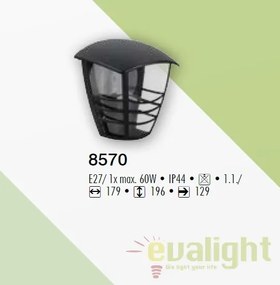 Aplica de perete de exterior, IP44 negru Marseille 8570 RX