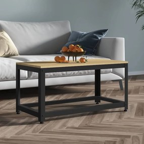 vidaXL Măsuță de cafea, maro deschis &amp; negru, 90x45x45 cm, MDF și fier