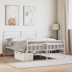 355723 vidaXL Cadru de pat metalic cu tăblie, alb, 120x190 cm