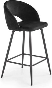 Scaun bar 65 cm H96, negru - HLR 66, stofa catifelata/otel