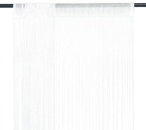 Draperii franjuri, 2 buc., 100 x 250 cm, alb 2, Alb, 100 cm