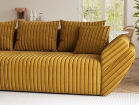 Canapea extensibilă dumonde cu ladă de depozitare si sezut confortabil din spuma high-density, Berlin Ambience Mustar 250x100 cm