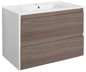 Dulap inferior Porto 80 cu lavoar alb-ulm rauna