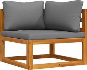 vidaXL Canapea de colț modulară, pernă gri închis, lemn masiv acacia