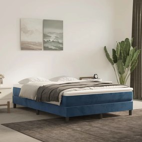 3120770 vidaXL Cadru de pat, albastru închis, 140x190 cm, catifea