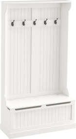 HOMCOM Cuier de Podea cu Bancă pentru Pantofi și 5 Cârlige, MDF, 96L x 34I x 179,7Î cm, Crem | Aosom Romania