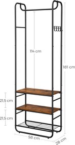 Perete de hol TAYLOR cu dulap de pantofi 181x58 cm, rustic maro