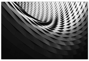 Tablou abstract - spirală alb neagră (90x60 cm)
