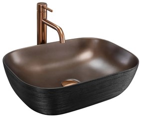 Lavoar pe blat Rea Belinda dreptunghiular 46.5 cm cupru periat-negru mat