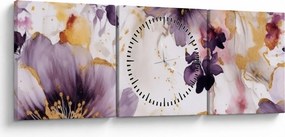 Tablou - Acuarelă flori (cu ceas) (90x30 cm)