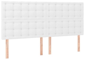 Cadru de pat cu tablie, alb, 180x200 cm, piele ecologica Alb, 180 x 200 cm, Nasturi de tapiterie