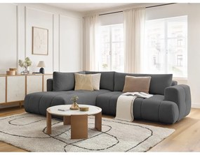 Colțar gri închis extensibil/cu spațiu de depozitare (cu colț pe partea stângă/în formă de ”L”) Fuji – Bobochic Paris