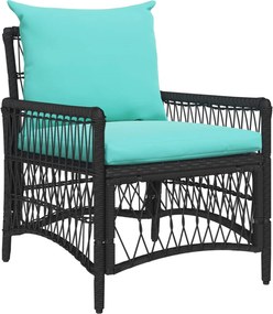 vidaXL Scaun pentru Grădină cu pernă Negru 73 x 61 x 77 cm poliratan