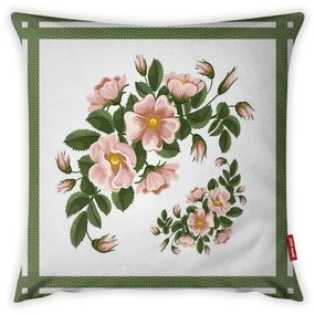 Față de pernă cu amestec din bumbac Vitaus Rustic Verde, 43 x 43 cm