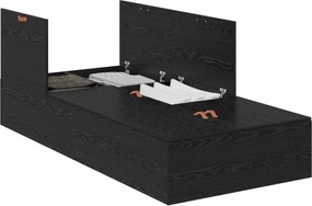 vidaXL Cadru de pat cu depozitare Stejar Negru 100 x 200 cm