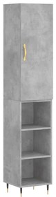 3198965 vidaXL Dulap înalt, gri beton, 34,5x34x180 cm, lemn prelucrat