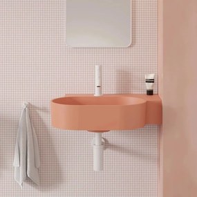 Lavoar suspendat Omnires Ovo M+ finisaj coral mat 55.5 cm dreapta