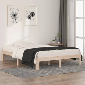 vidaXL Cadru de pat dublu, 135x190 cm, lemn masiv
