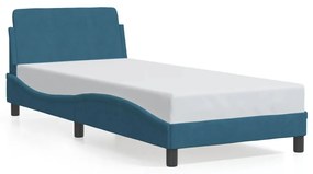 373116 vidaXL Cadru de pat cu tăblie, albastru, 90x200 cm, catifea