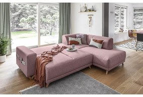 Colțar roz extensibil/cu spațiu de depozitare (cu colț pe partea dreaptă/în formă de ”L”) Classy Sophie – Miuform