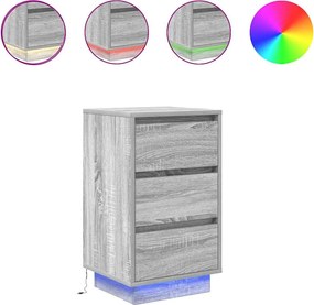 vidaXL Noptiera cu lumini LED Gri Sonoma 38x34x65 cm