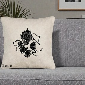 Perna Personalizata Dragon Ball Goku Super Saiyan Silueta, 40x40 cm, Bej Canapea, Husa Detasabila, Perna Inclusa, BEKZ®