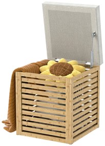 HOMCOM Cutie de depozitare scaun de depozitare 54.76 L design lamelar cadru din bambus natural 40 x 40 x 47 cm lemn natural | Aosom Romania