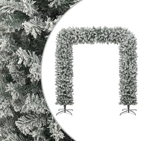 Arcada pom de Craciun cu zapada pufoasa, 240 cm 1, Alb si verde, 240 cm