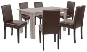 Set de masă Leon 6+1 stejar York-maro