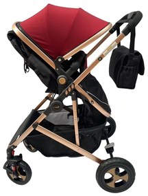 Carucior 2 in 1 reversibil si transformabil, landou sport si geanta cadou - Rosu - CPC-08-rosu
