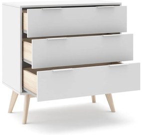 Comodă albă joasă 80x83 cm Campus – Marckeric