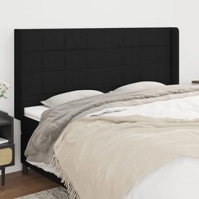 3119596 vidaXL Tăblie de pat cu aripioare, negru, 183x16x118/128 cm, textil