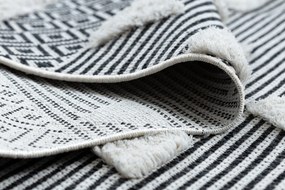 Covor ECO SISAL BOHO MOROC Geometric 22321 franjuri - două niveluri de lână cremă / gri, covor reciclat