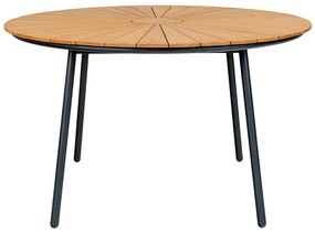 Masă de grădină Cleveland, tec, naturală, cu picioare negre 130x74 cm