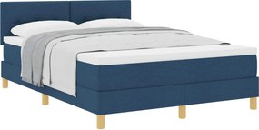 vidaXL Pat cu arcuri cu saltea albastru 140 x 190 cm țesătură