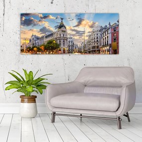 Tablou - Calle Gran Vía, Madrid, Spania (120x50 cm)