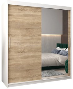 Dulap de haine 180 cm Toki 2 (alb mat + stejar sonoma). 1065002